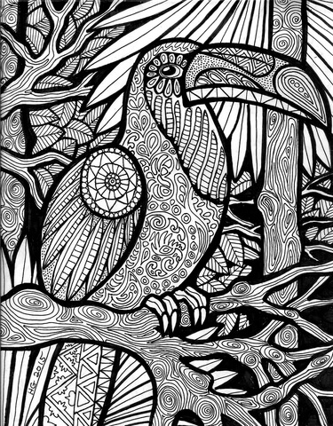 Toucan Zentangle Coloring Page